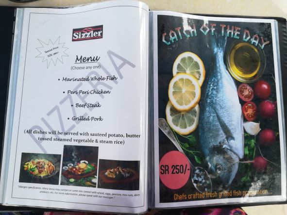 Menu z restauracji na wyspe Mahe, Seszele Menu z restauracji na wyspe Mahe, Seszele